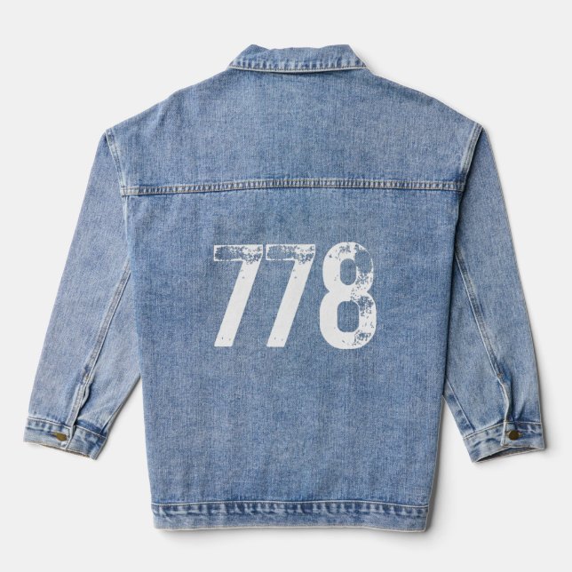 778 Area Code Vancouver BC Mobile Telephone Area C Denim Jacket (Back)