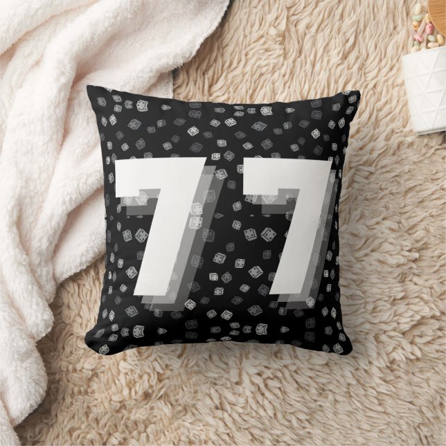 77｜Seven Twice｜Rolling Dice｜Black & White Cushion (Blanket)