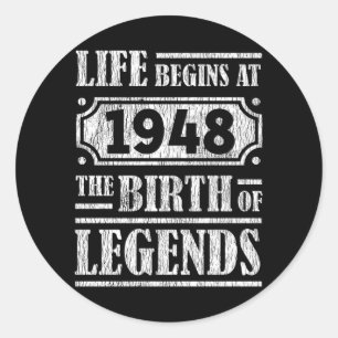 77 Year Old 1948 Birth Of Legend 77th Birthday Classic Round Sticker