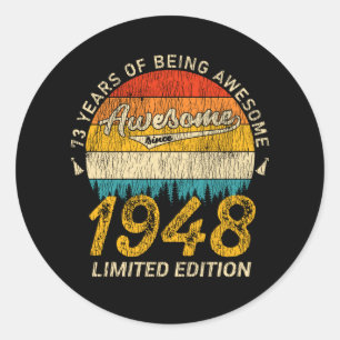 77 Year Old 1948 Retro Awesome 77th Birthday Gift Classic Round Sticker