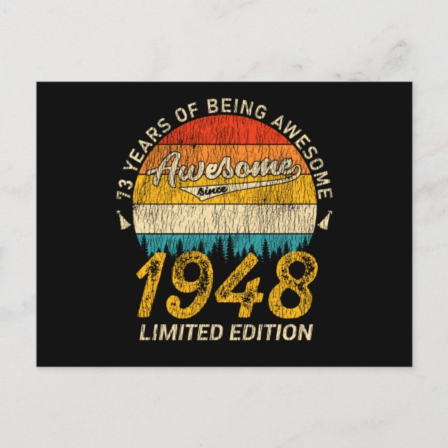 77 Year Old 1948 Retro Awesome 77th Birthday Gift Postcard (Front)