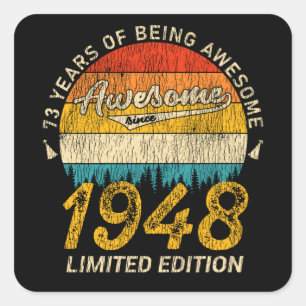 77 Year Old 1948 Retro Awesome 77th Birthday Gift Square Sticker