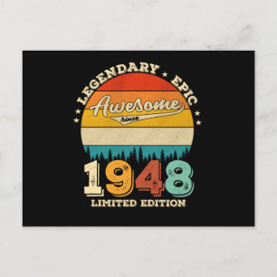 77 Year Old Bday 1948 Awesome 77th Birthday Gift Postcard