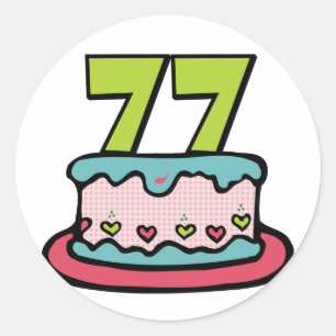 77 Year Old Birthday Cake Classic Round Sticker