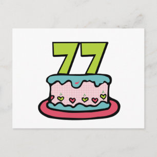 77 Year Old Birthday Cake Postcard