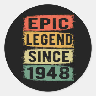 77 Years Old Bday 1948 Epic Legend 77th Birthday Classic Round Sticker