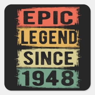 77 Years Old Bday 1948 Epic Legend 77th Birthday Square Sticker