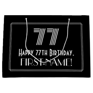 77th Birthday — Art Deco Inspired Look "77" & Na Large Gift Bag