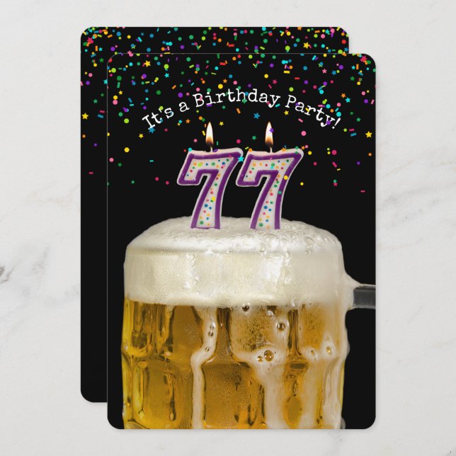 77th Birthday Beer Party Invitation (Front/Back)