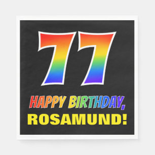 77th Birthday: Bold, Fun, Simple, Rainbow 77 Napkin