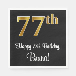 77th Birthday ~ Elegant Luxurious Faux Gold Look # Napkin