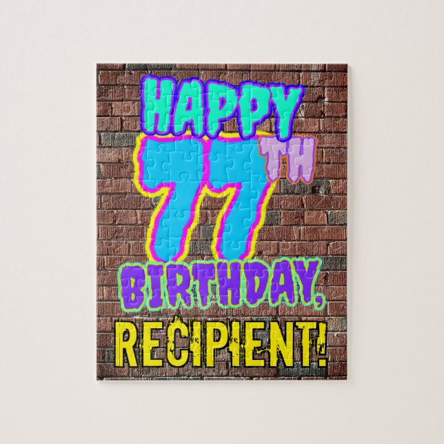 77th Birthday ~ Fun, Urban Graffiti Inspired Look Jigsaw Puzzle (Vertical)