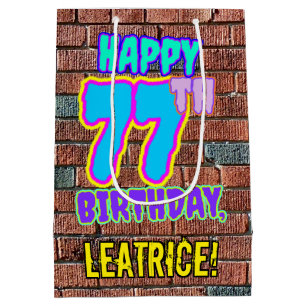 77th Birthday: Fun, Urban Graffiti Inspired Look Medium Gift Bag