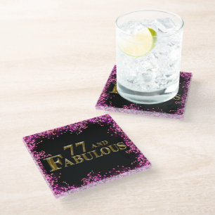 77th Birthday Glass Coaster