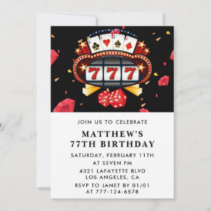 77th birthday invitation Casino Poker Playing card