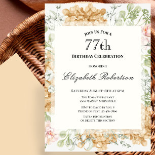 77th Birthday Invitation in Elegant Autumn Colours