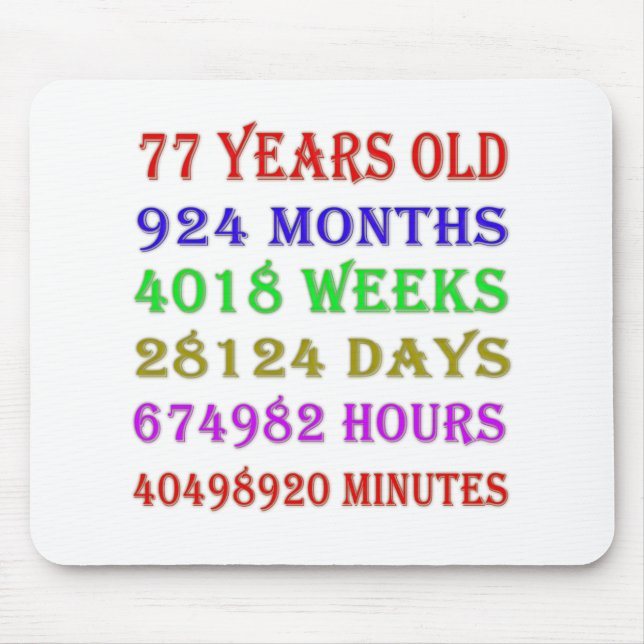 77th Birthday Milestones Mouse Pad (Front)