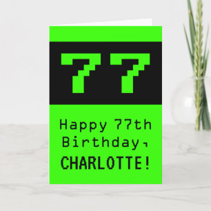 77th Birthday: Nerdy / Geeky Style "77" and Name Card