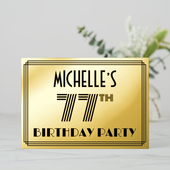 77th Birthday Party — Art Deco Style “77” & Name (Standing Front)