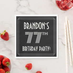 77th Birthday Party: Art Deco Style + Custom Name Napkin