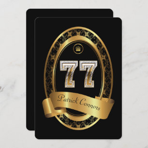 77th,birthday party woman man,elegant colour invitation