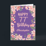 77th Birthday Purple Pink Peach Watercolor Floral Card<br><div class="desc">77th Birthday Purple Pink Peach Watercolor Floral Birthday Card. For further customisation,  please click the "Customise it" button and use our design tool to modify this template.</div>