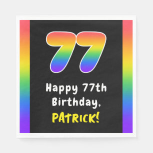 77th Birthday: Rainbow Spectrum # 77, Custom Name Napkin