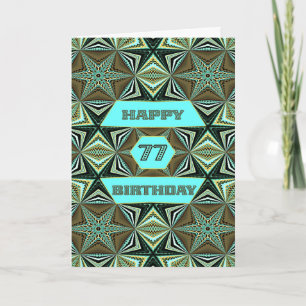 77th Birthday with Green Abstract Design Card