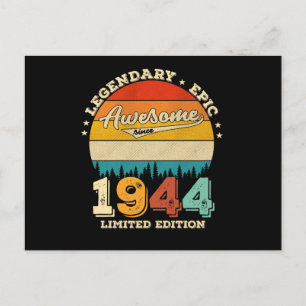 78 Year Old Awesome Since 1944 78th Birthday Gift Postcard