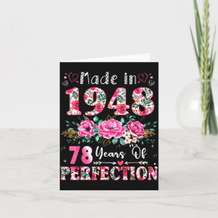78 Year Old Made In 1948 Floral 78th Birthday Wome Card