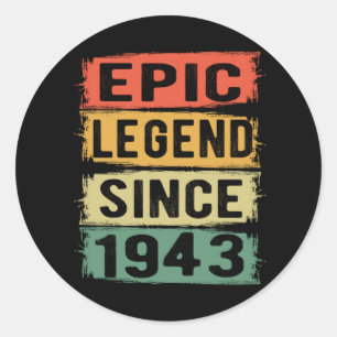 78 Years Old Bday 1943 Epic Legend 79th Birthday Classic Round Sticker