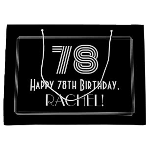 78th Birthday — Art Deco Inspired Look "78" & Na Large Gift Bag