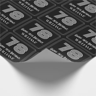 78th Birthday: Art Deco Inspired Look "78" w/ Name Wrapping Paper