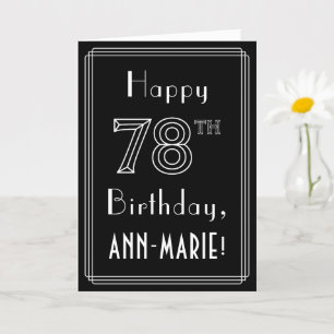 78th Birthday: Art Deco Style # 78 & Custom Name Card