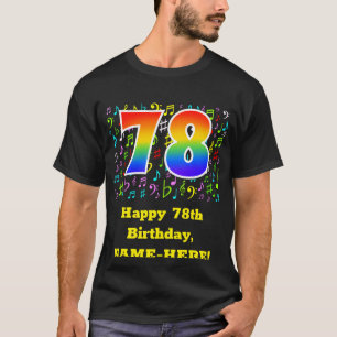 78th Birthday: Colourful Music Symbols, Rainbow 78 T-Shirt