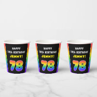 78th Birthday: Colourful Rainbow # 78, Custom Name