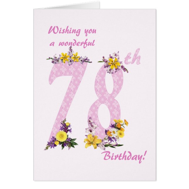 78th Birthday Flower Decorated Numbers (Front)