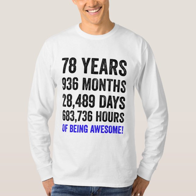 78th Birthday // Funny Men’s Birthday Countdown T-Shirt (Front)