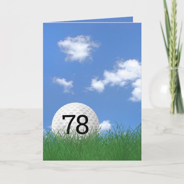 78th birthday, golf ball in grass card (Front)