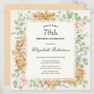 78th Birthday Invitation in Elegant Autumn Colors
