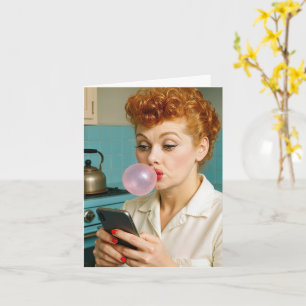 78th Birthday Lucille Ball Texting On a Cell Phone Card