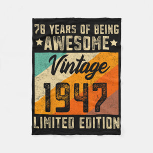 78th Birthday Men 78 Years Old Women 1947 Limited  Fleece Blanket