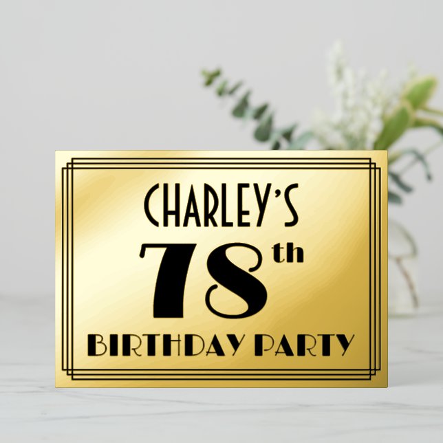 78th Birthday Party — Art Deco Look “78” + Name (Standing Front)