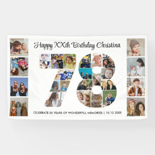 78th Birthday Party Number 78 Photo Collage Banner