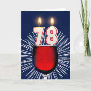 78th Birthday with wine and candles Card