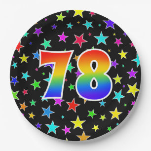 78th Event: Bold, Fun, Colorful Rainbow 78 Paper Plate