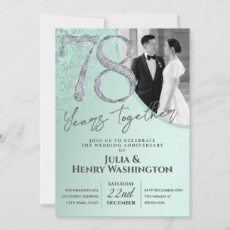 78th Wedding Anniversary Green Diamond Invitation