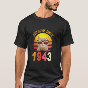 79h Birthday Vintage Cat Awesome Since 1943 T-Shirt