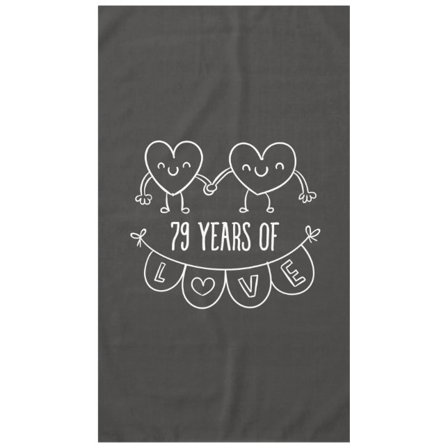 79th Anniversary Gift Chalk Hearts Tablecloth (Front)