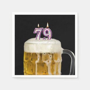 79th Birthday Beer on black Napkin